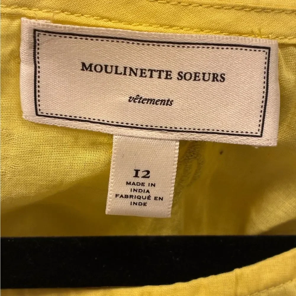 ANTHROPOLOGIE MOULINETTE SOEURS Ethel Pullover Blouse Yellow Women’s Size 12 - Picture 4 of 5